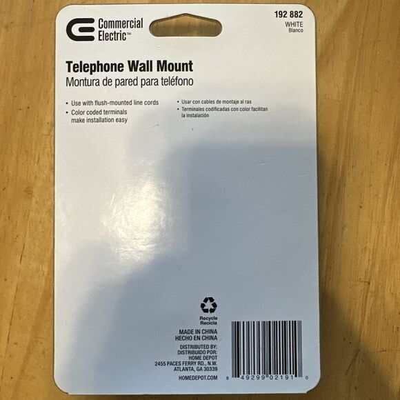 NIB Commercial Electric Telephone Phone Landline Wall Mount White 192-882 - Picture 2 of 4